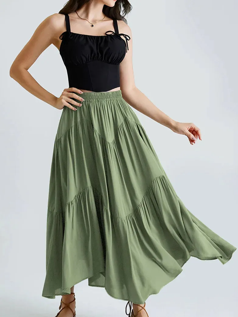 Women Renaissance Irregular Hem Tiered Swing Skirt