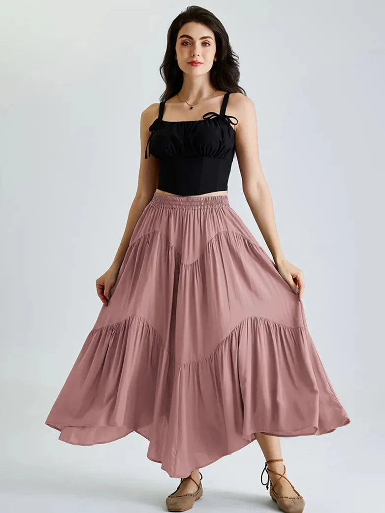 Women Renaissance Irregular Hem Tiered Swing Skirt