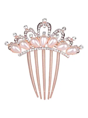 Yellow Chimes Comb Pin for Women Hair Accessories for Women Floral Comb Clips for Hair for Women Rosegold Crystal Hair Pin Bridal Hair Accessories for Wedding Side Pin / Comb Pin / Juda Pin Accessories for Women