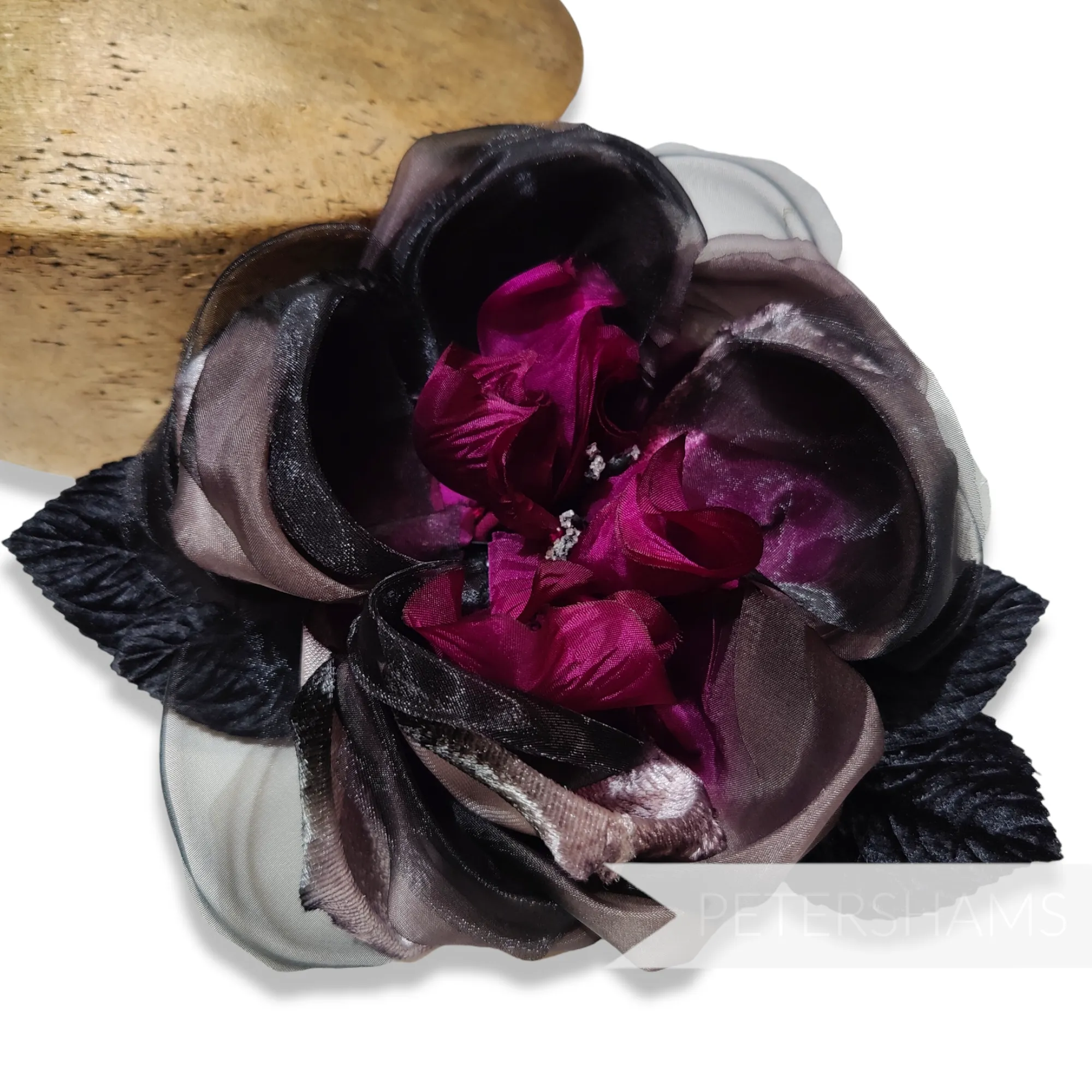 'Zora' Extra Large 15cm Silk, Organza and Velvet Millinery Hat Flower