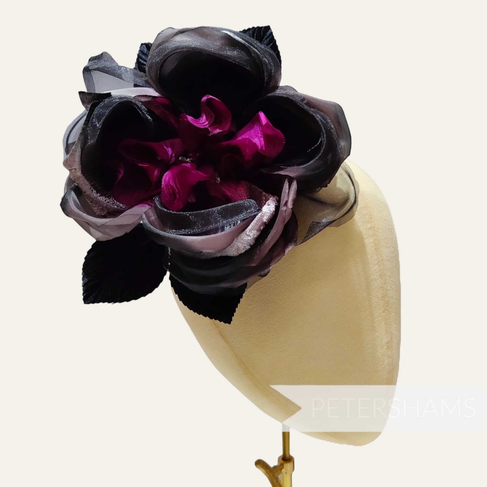 'Zora' Extra Large 15cm Silk, Organza and Velvet Millinery Hat Flower